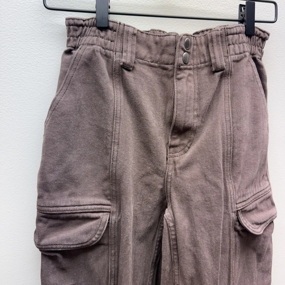 PacSun‎ Cargo Pants Women Small Brown High Rise Elastic Waist Utility Pockets